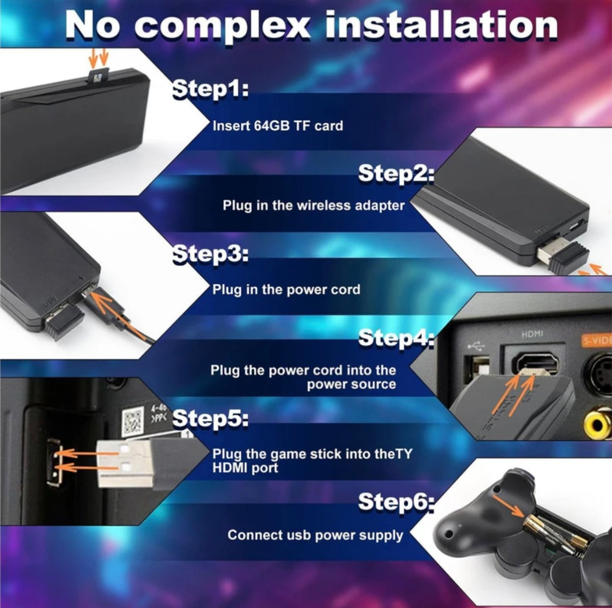 The Game Stick Retro Games Console – 13,453 Classic Games – Plug & Play HDMI Mini Console with 2 Wireless Controllers